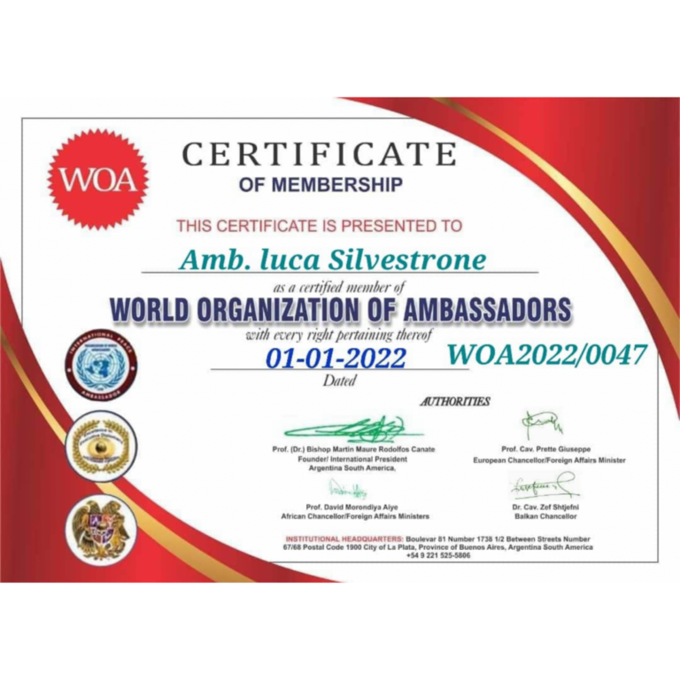 Nomina Ambasciatore di Pace Luca Silvestrone